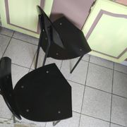 Pair of 1980s design chairs in metal and black lacquered wood