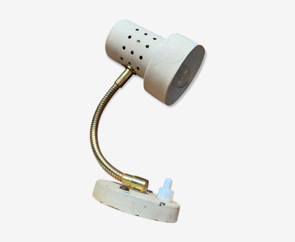 Lampe vintage laiton et métal peint