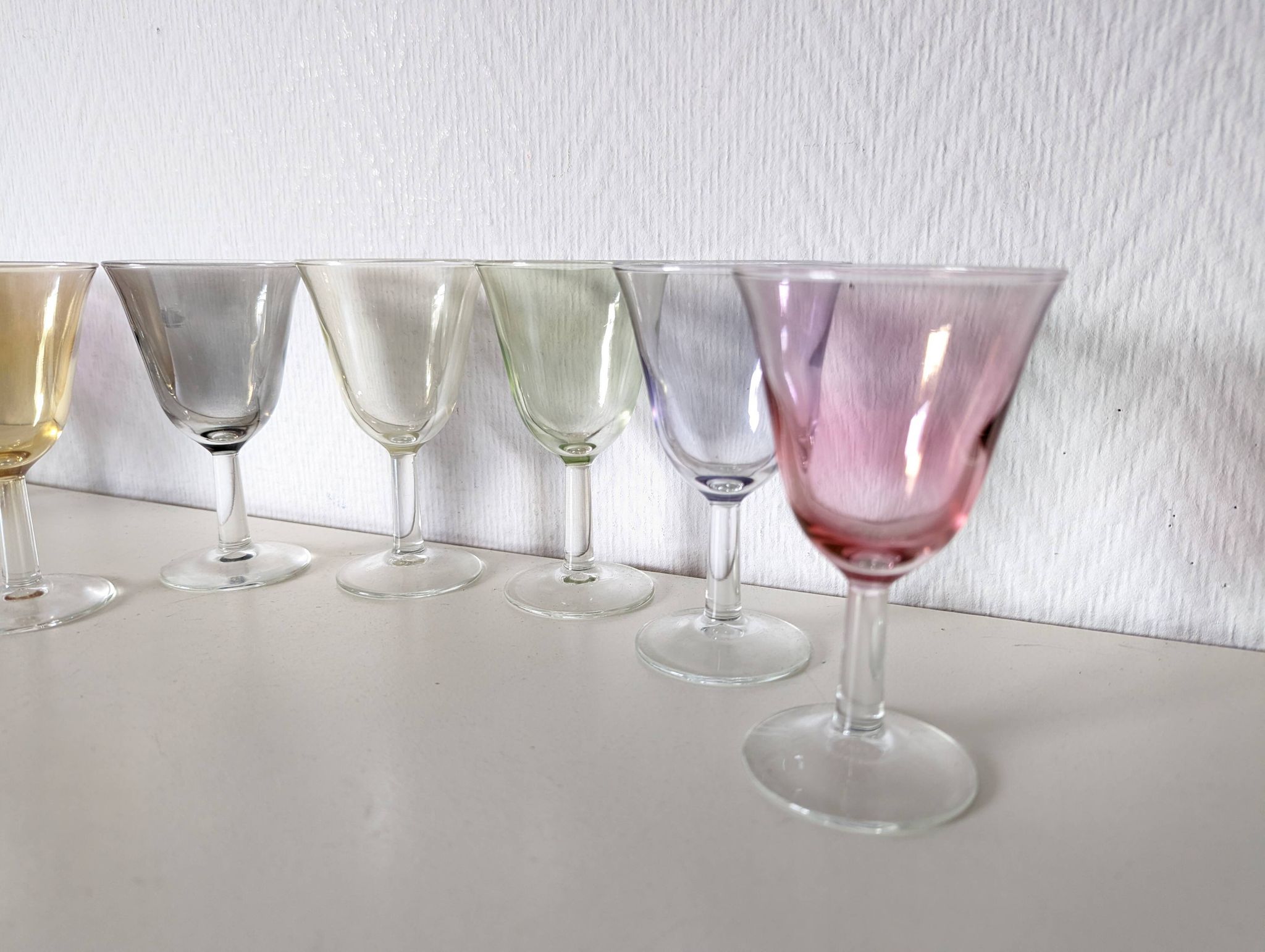 set of 6 glasses for cooked wine, multicolored pearly Arlequin digestif