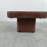 Vintage coffee table in marble and leather attribué à Desede, 1970s