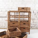 Wicker and rattan chest of drawers with 8 drawers