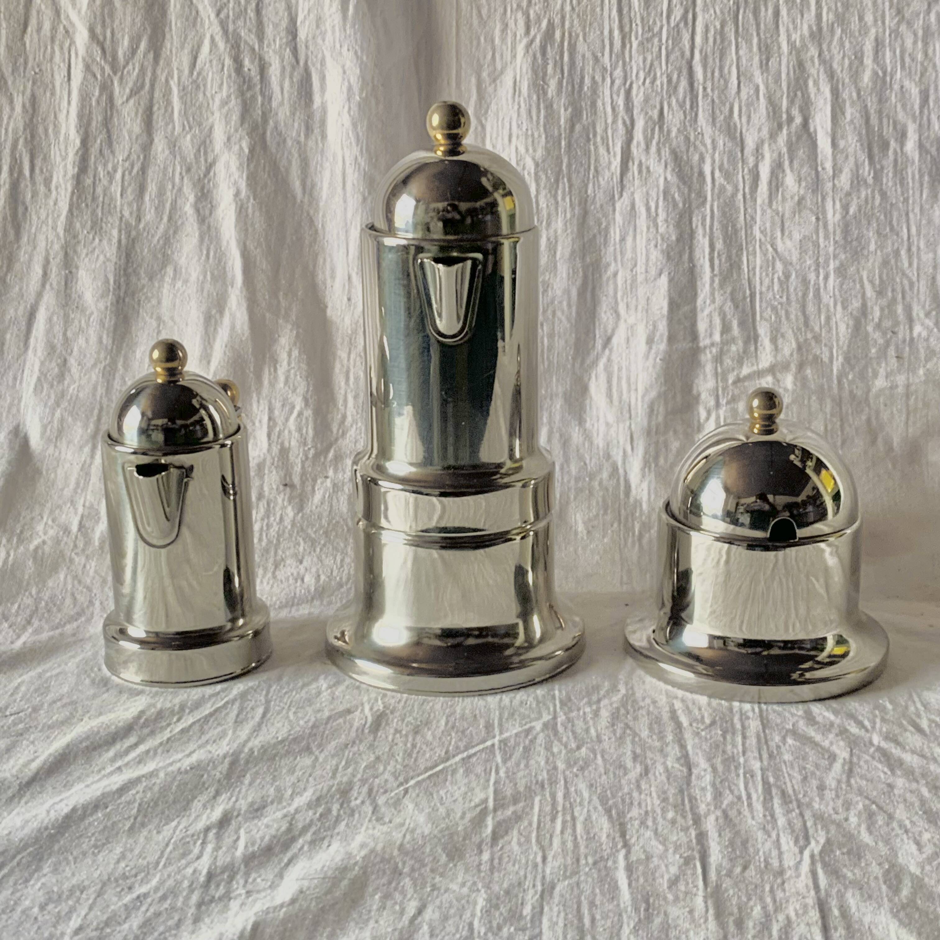 Kontessa VEV Vigano 4-cup Italian coffee maker with sugar bowl and milk jug - 18/10 stainless steel