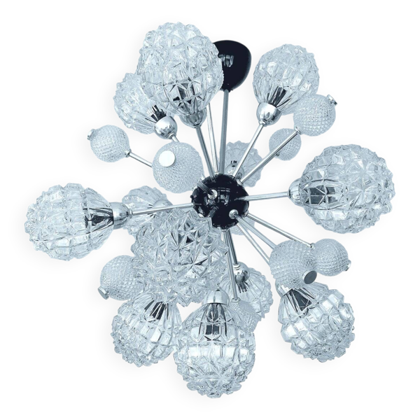 Grand lampadaire en verre Sputnik, années 1970