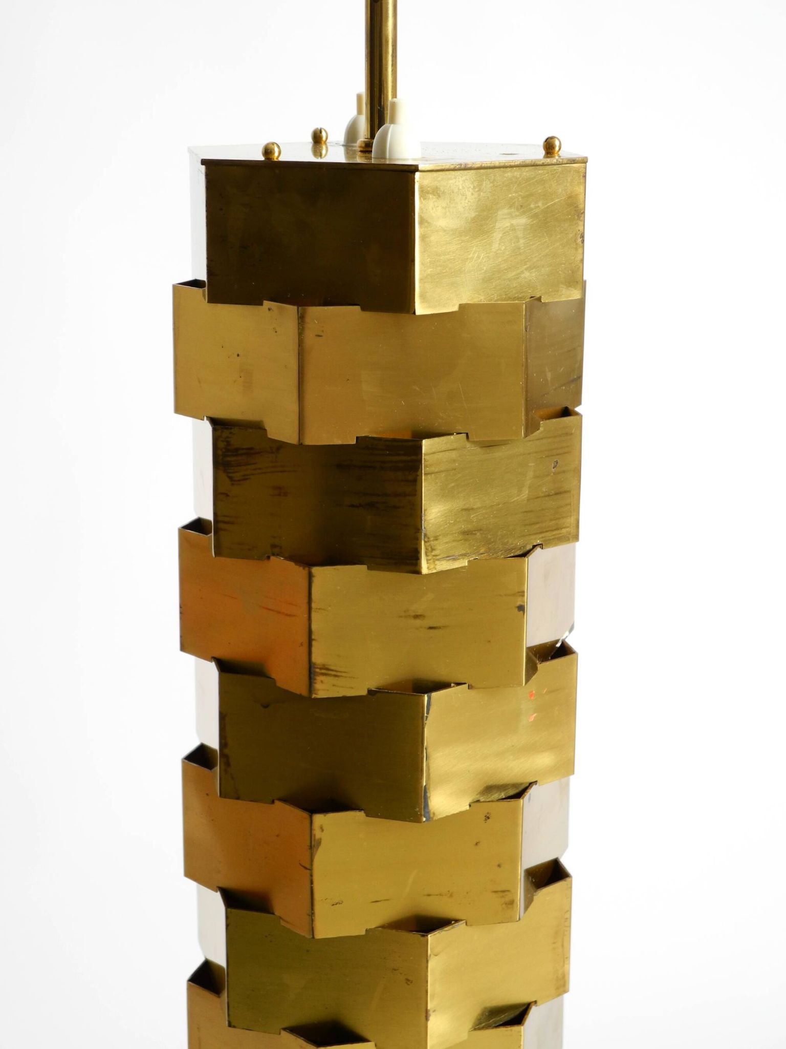 1960s brass table lamp by Vereinigte Werkstätten with an illuminated base