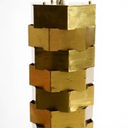 1960s brass table lamp by Vereinigte Werkstätten with an illuminated base