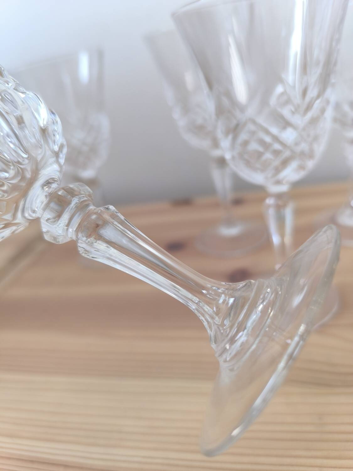 Set of 7 mismatched wine glasses