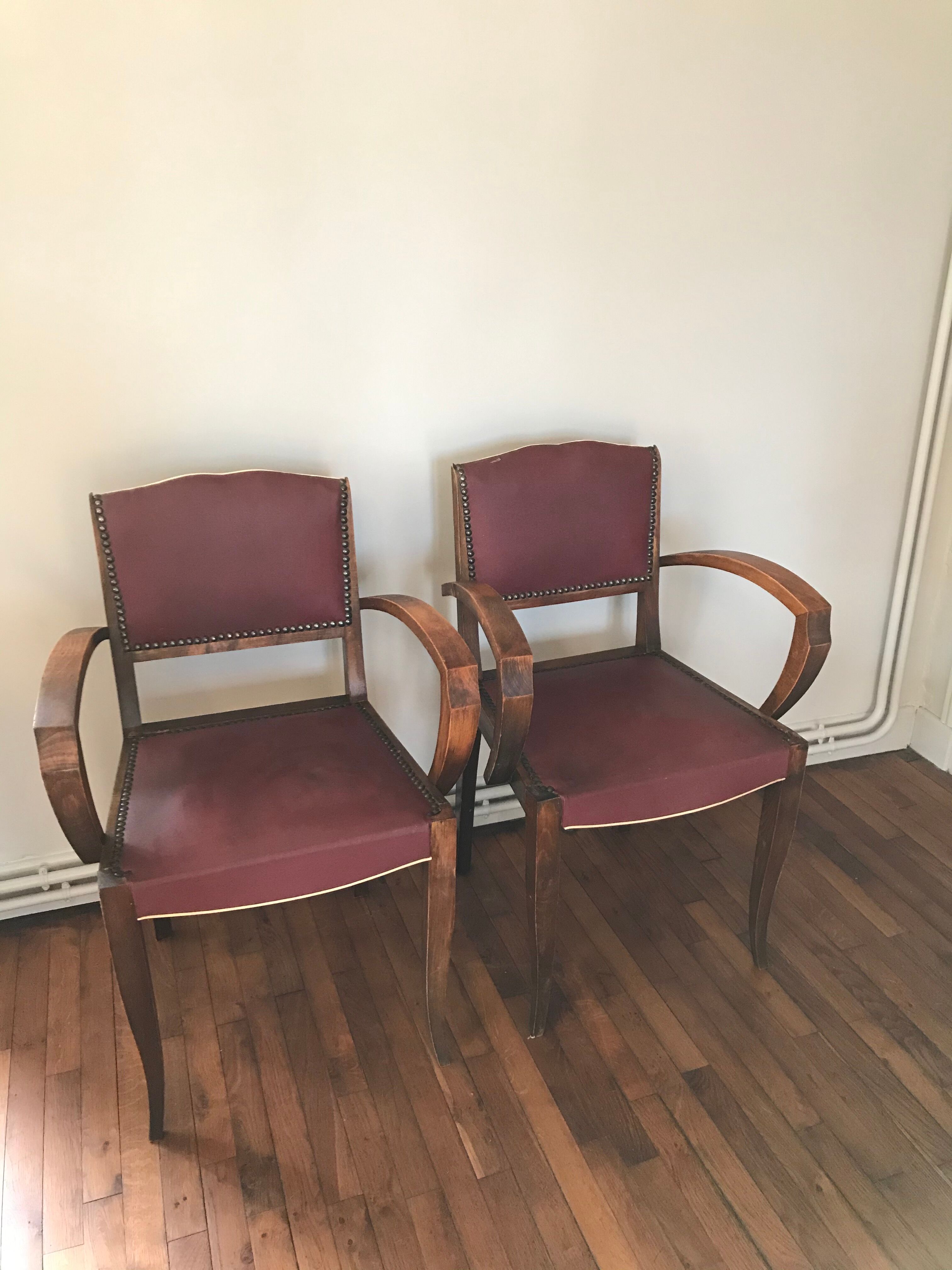 Pair of bridges art deco armchairs