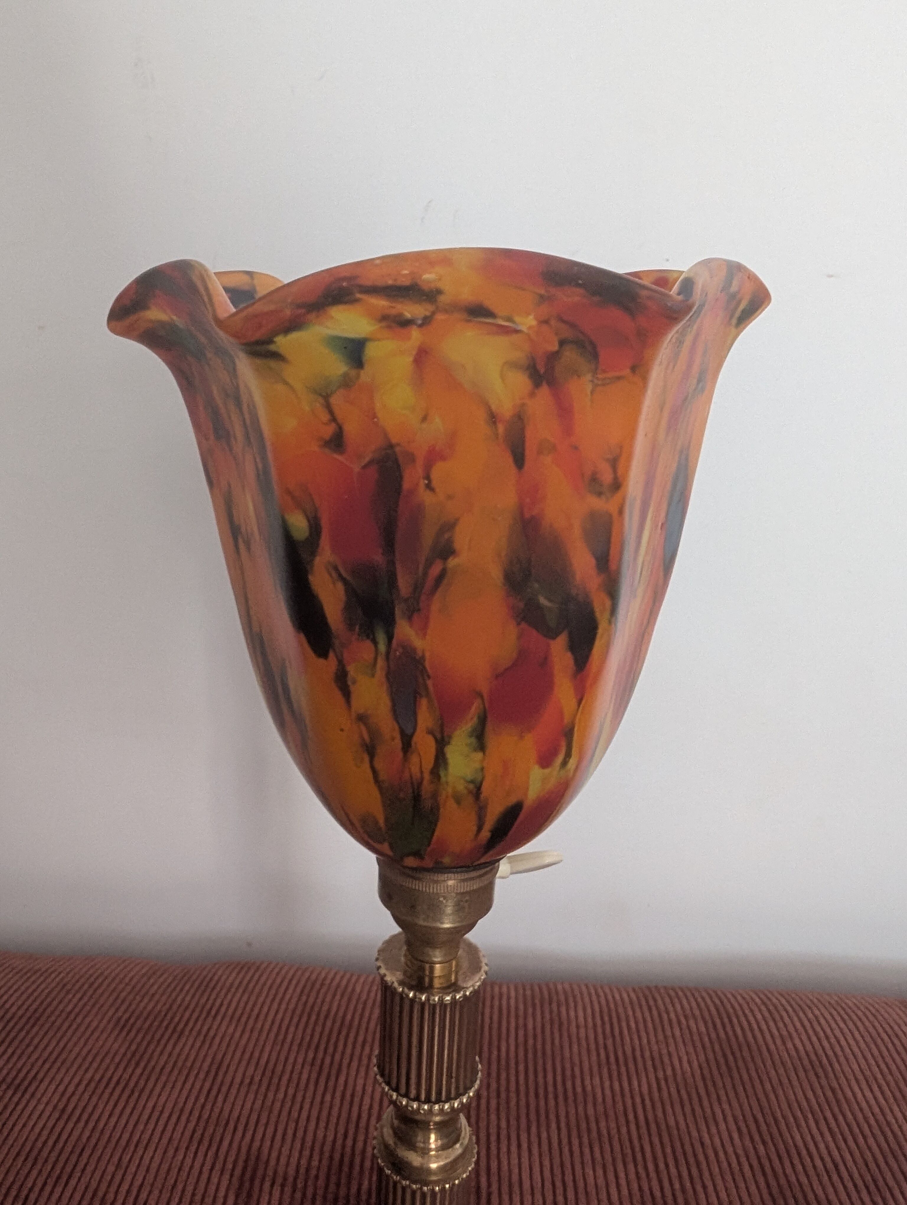Unique Upcycled Lamp – Brass & Multicoloured Glass Paste