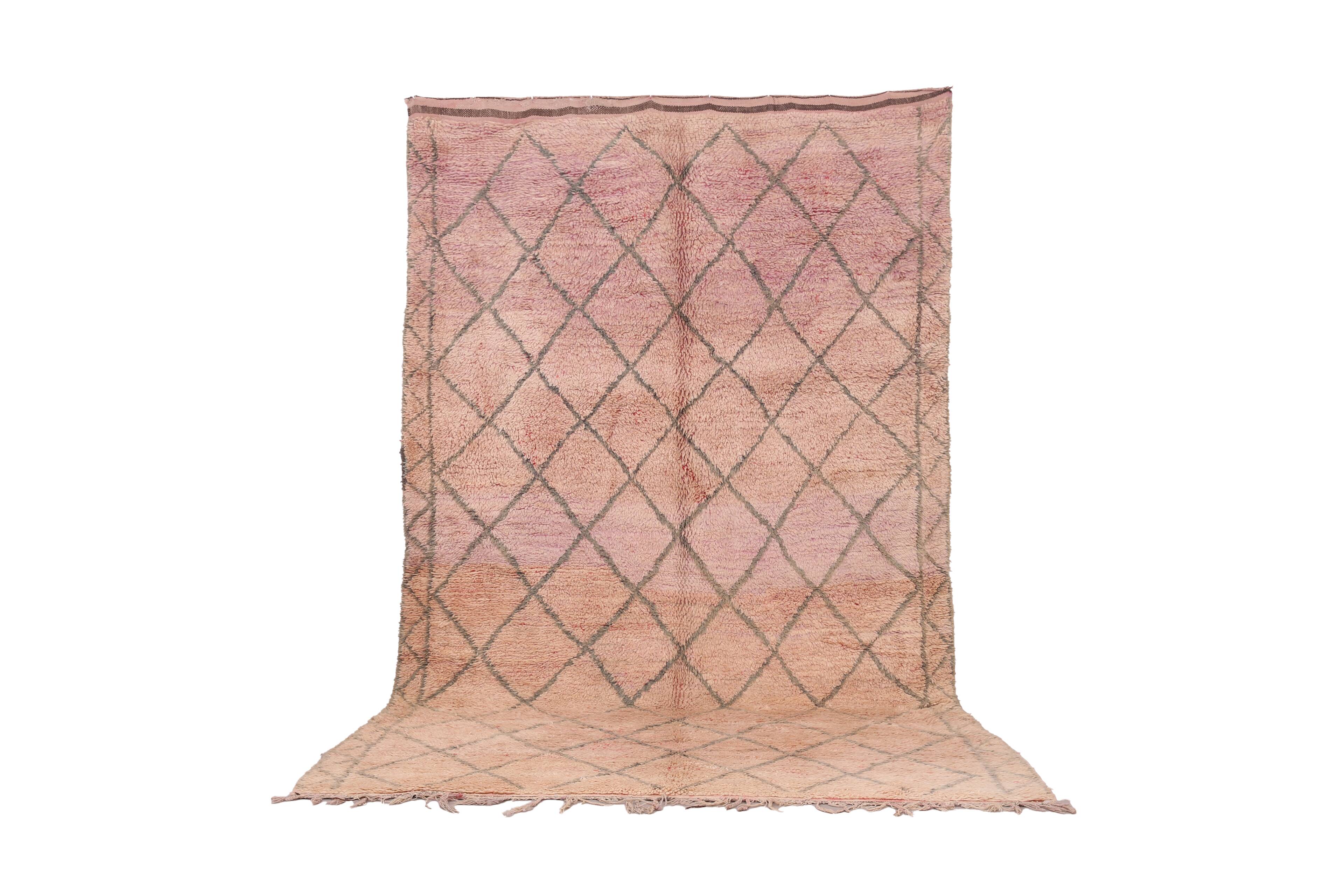 Pink Vintage Handmade Moroccan rug 183 x 313 cm - Berber Wool Rug Authentic