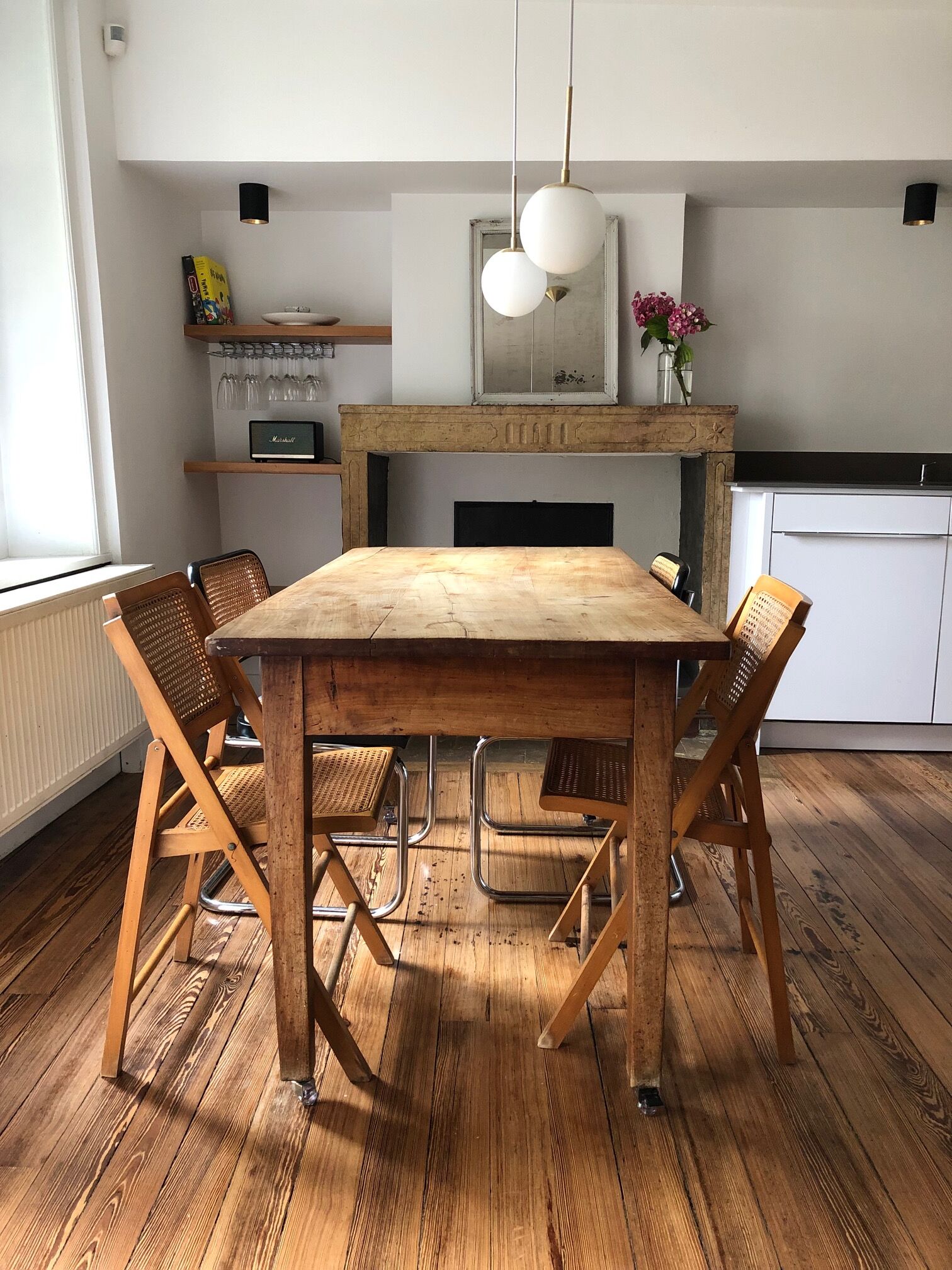 Solid wood farmhouse table