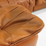 Canapé modulaire Vintage De Sede DS 11 en cuir patchwork cognac, ensemble de 7 pièces