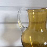 Vintage Bohemian Crystal Pitcher Jug Vcelnicka Orange Smoke