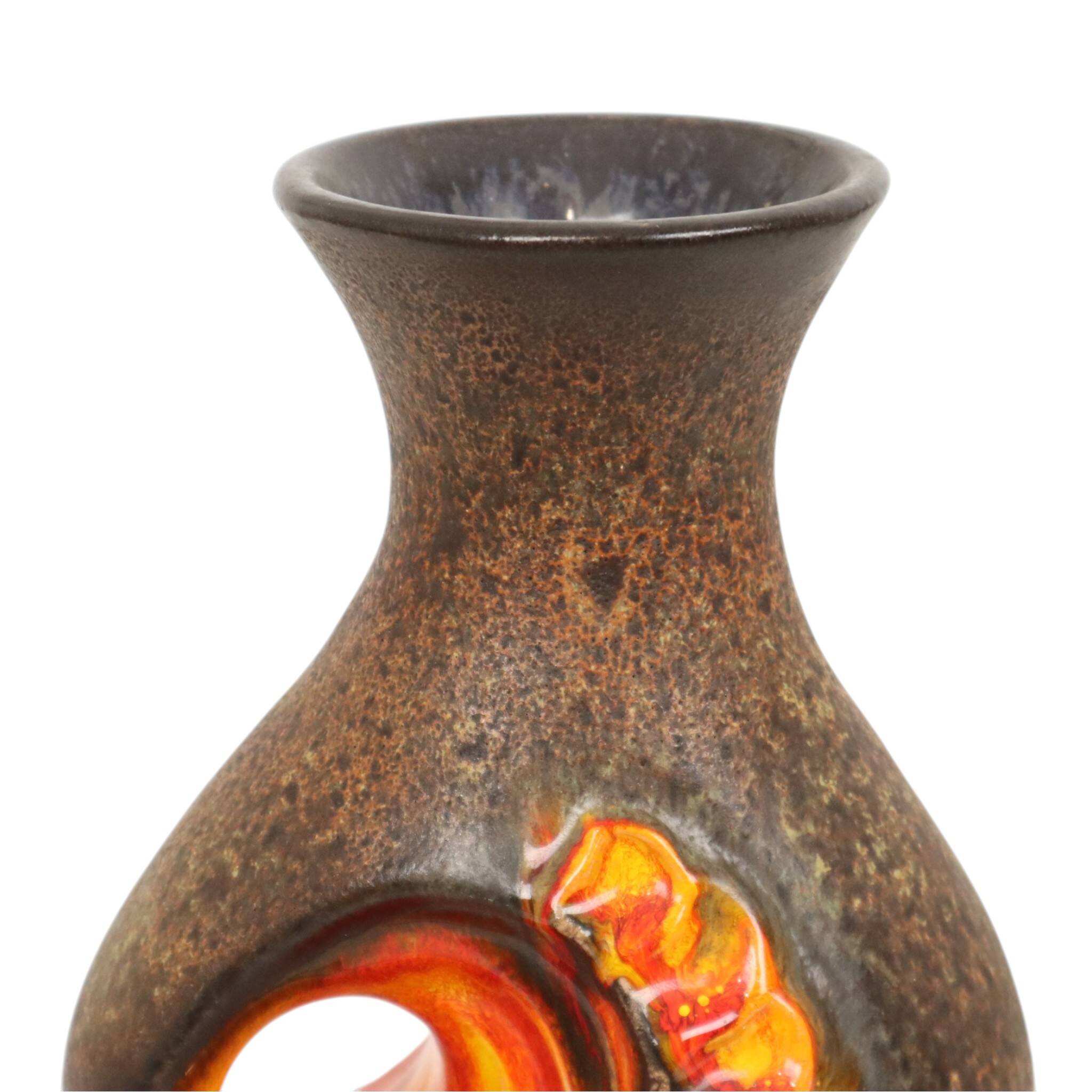 Rare Orange Fat Lava Vase West Germany Walter Gerhards 26cm