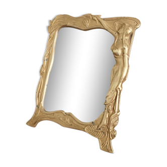Vintage brass nymph mirror
