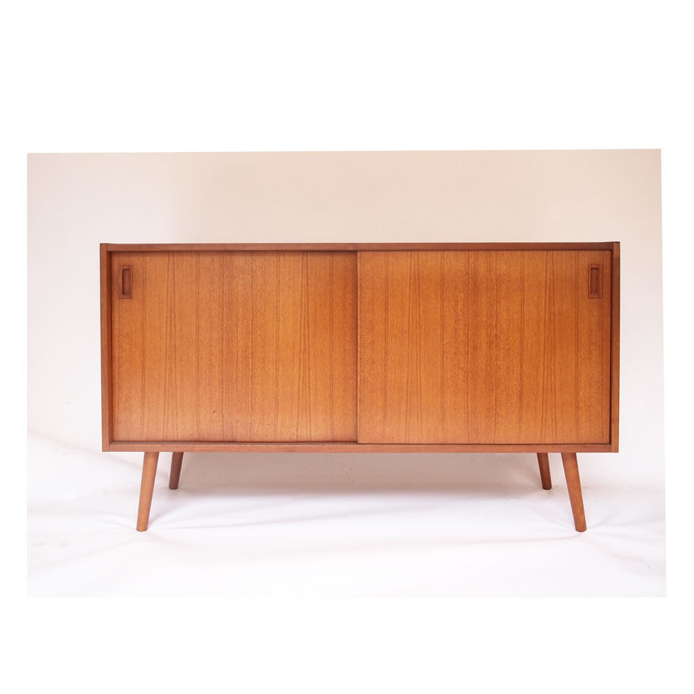 Enfilade scandinave portes coulissantes teck miel