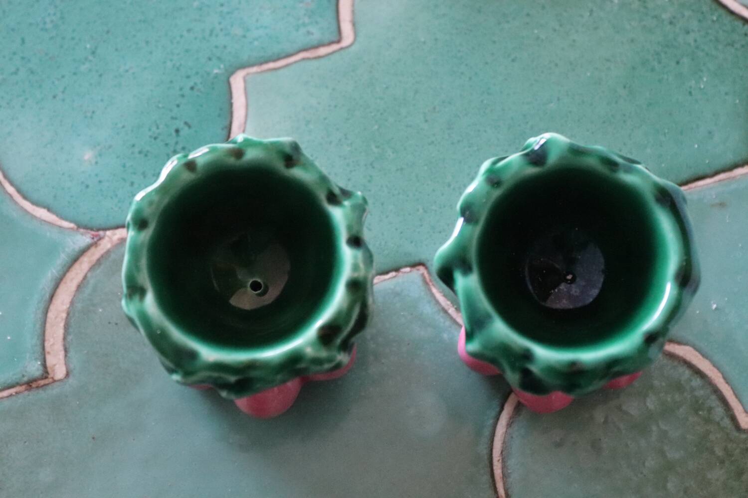 Pair of antique ceramic egg cups