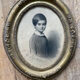 Tableau médaillon dessin portrait XIXème