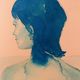 Signed monochrome blue painting of a female portrait "Weekend in Capri" Italy
