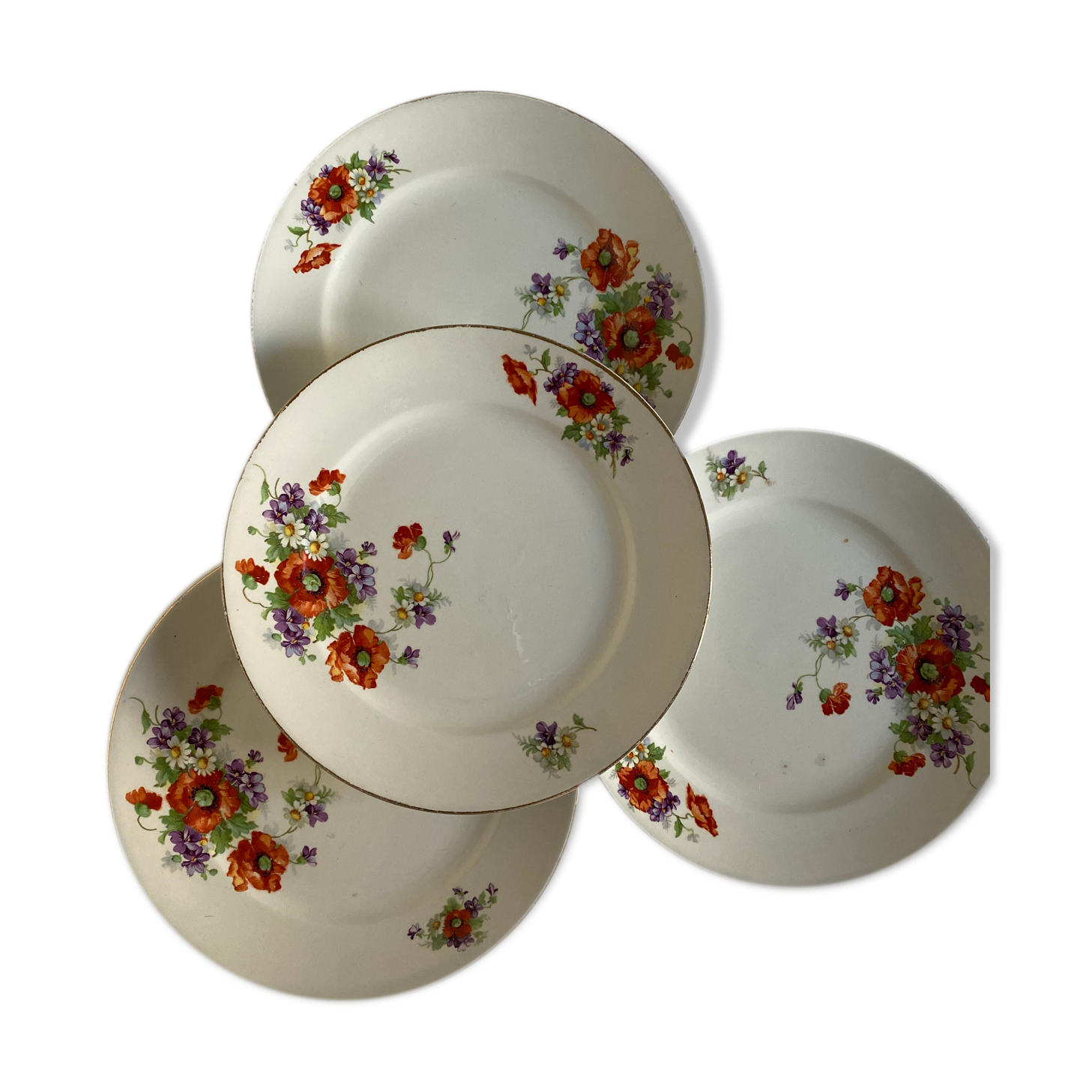 Duo d’assiettes à dessert en barbotine Onnaing