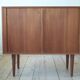 Teak cabinet with tambour doors by Kai Kristiansen For FM Møbler
