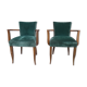 Pair of bridge art deco velvet armchairs