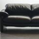 High-end black leather sofa Maralunga by Vico Magistretti for Cassina