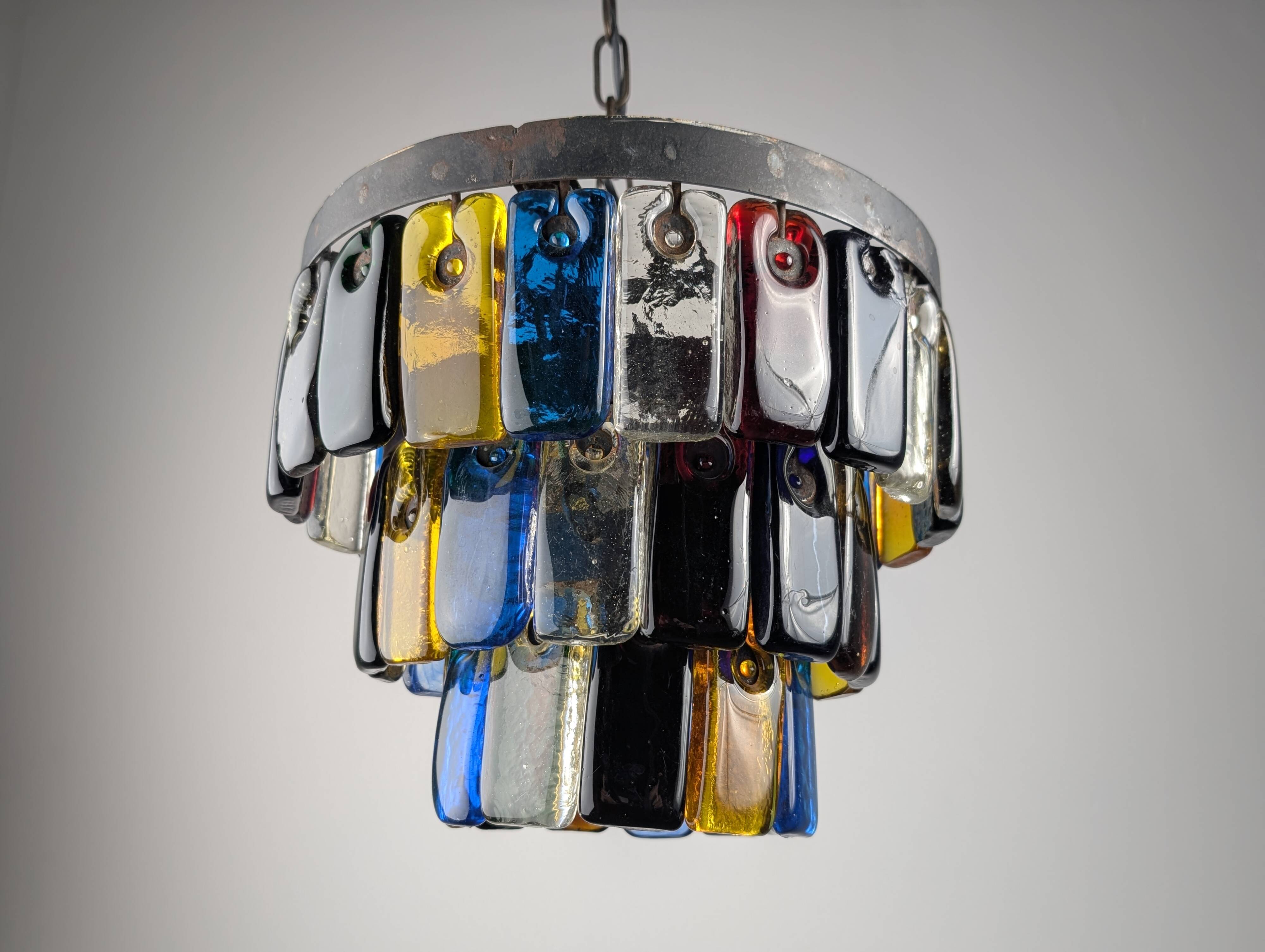 Lustre brutaliste en verre et métal de Felipe Derflingher pour Feders, années 1960