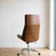 Designer office chair walnut black leather