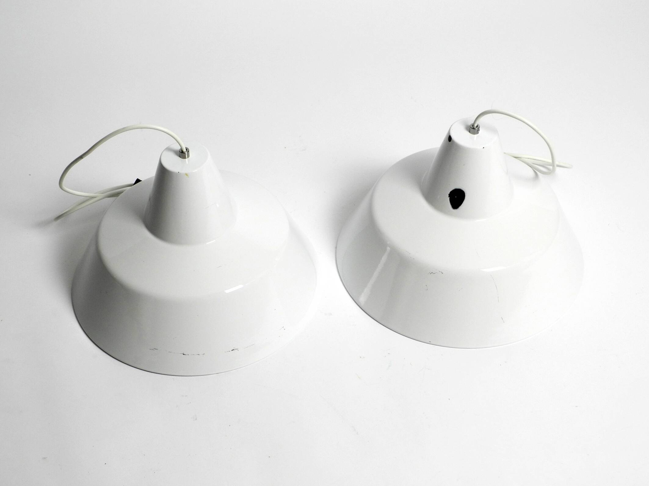 Two 50s metal enamel ceiling lamps by Axel Wedel Madsen for Louis Poulsen
