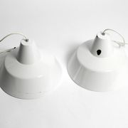 Two 50s metal enamel ceiling lamps by Axel Wedel Madsen for Louis Poulsen