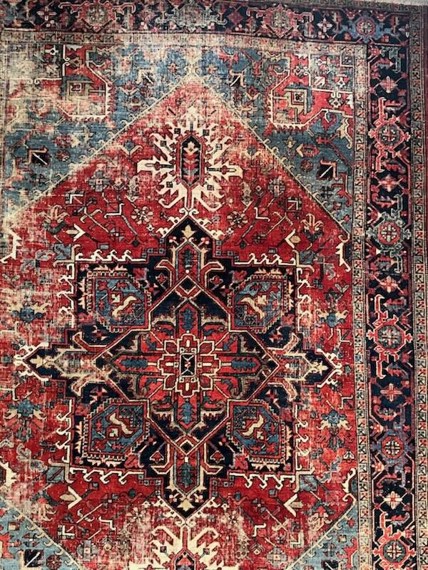 Ancient Heriz Carpet – Cobalt Blue & Indigo – 330 x 218 cm