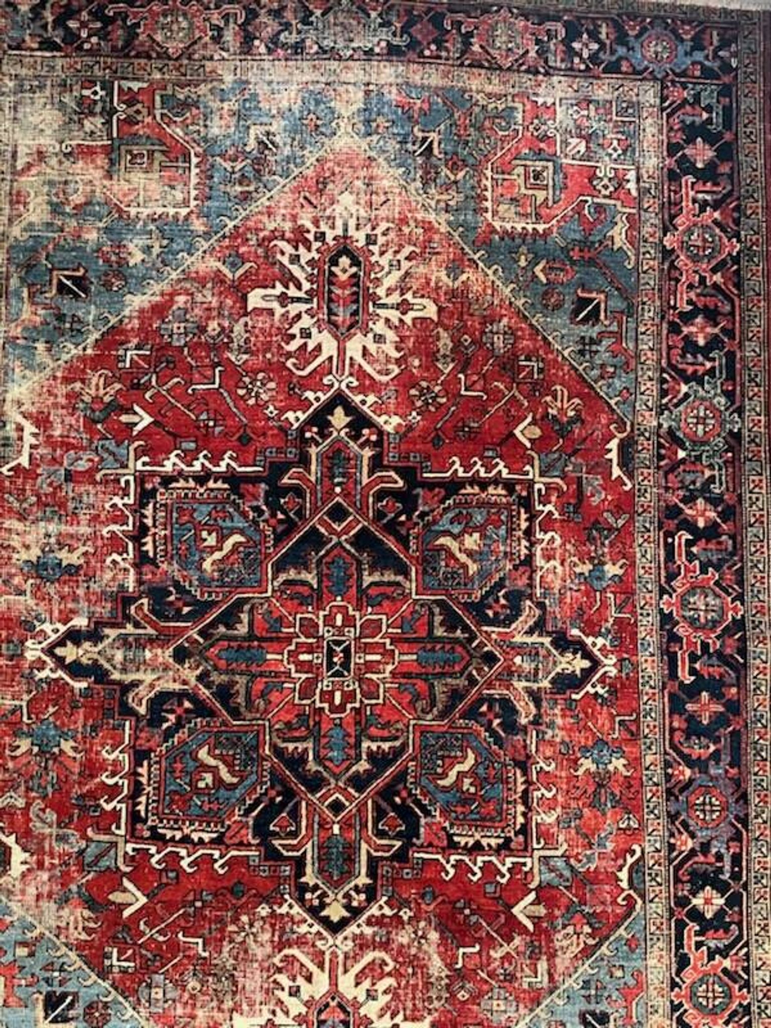 Ancient Heriz Carpet – Cobalt Blue & Indigo – 330 x 218 cm