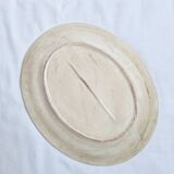 Oval plate, hand-painted meat platter in orange and green.