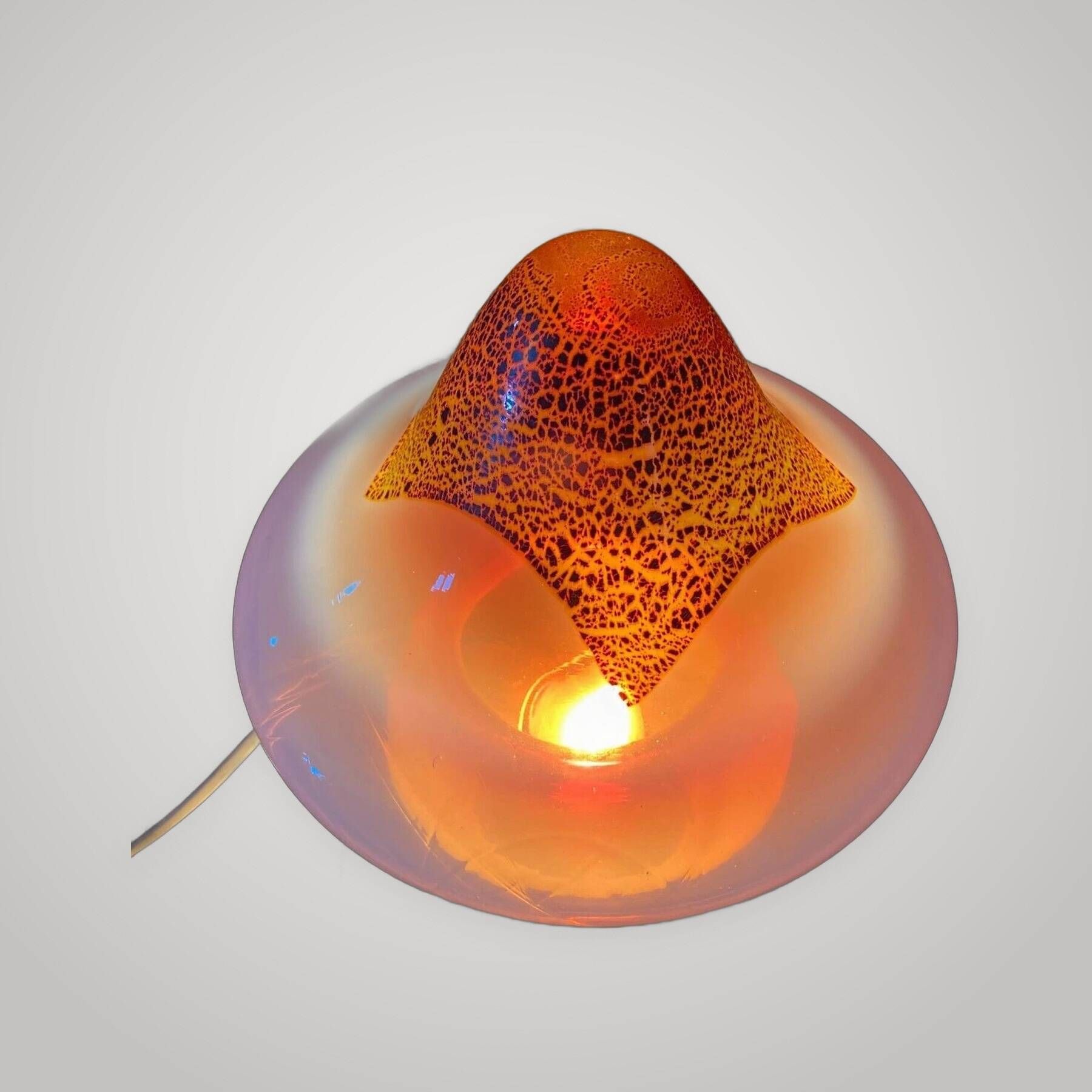 Mushroom table lamp in glass Signed Murano Vetri Italy 70's mushroom l