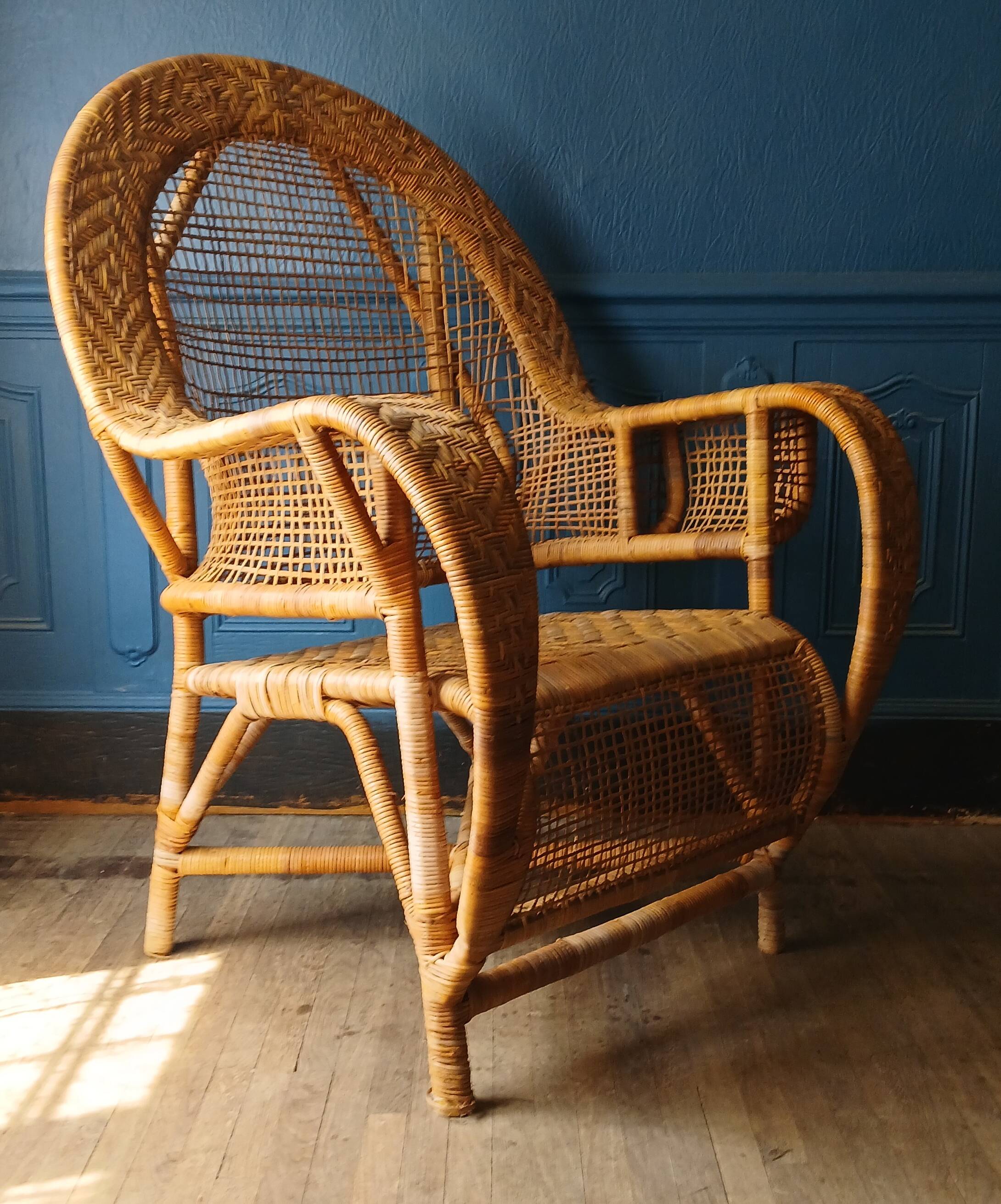 Rattan armchair in the style of Kay Fisker for R. Wengler. Danish work from the 1960s.