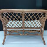 Wicker bench and rattan
