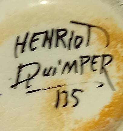 Henriot quimper round vase with handles - approximately 15.5x15cm.