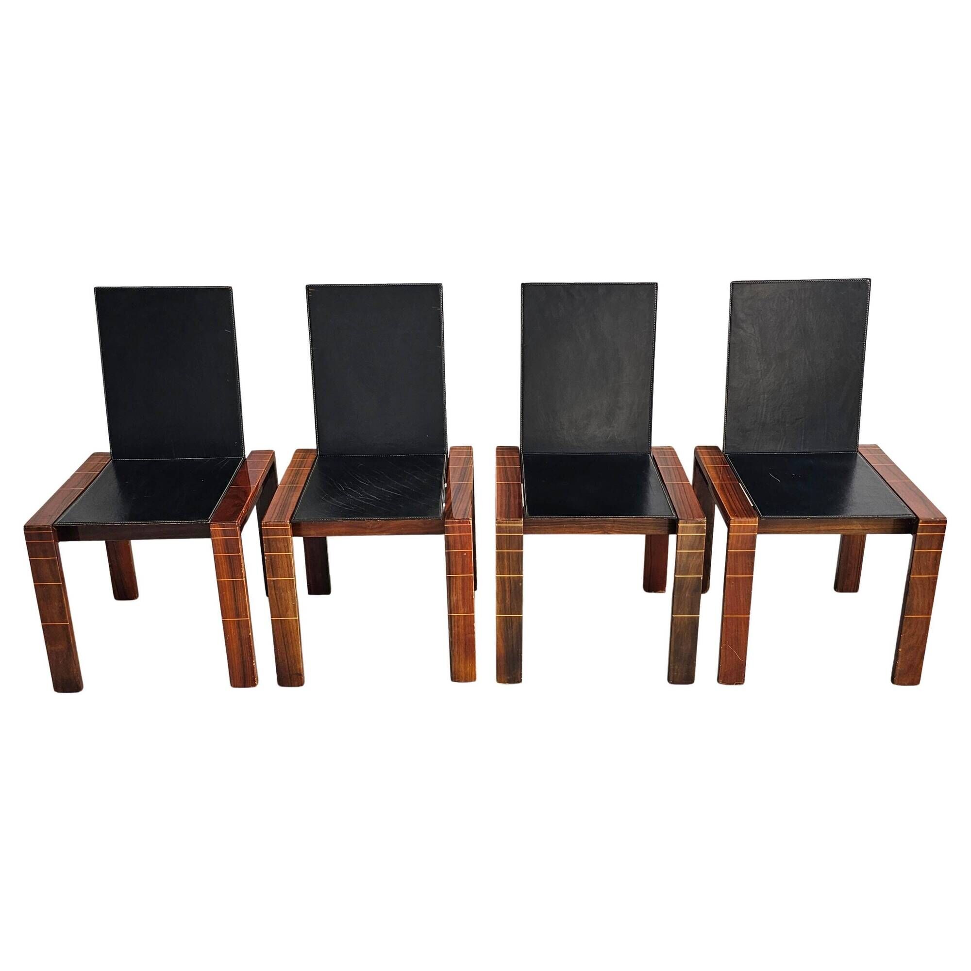 Set of 4 Mid Century dining chairs in rosewood style Afra and Tobia Scarpa.