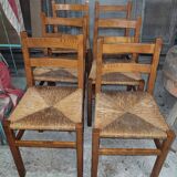 6 rustic oak chairs