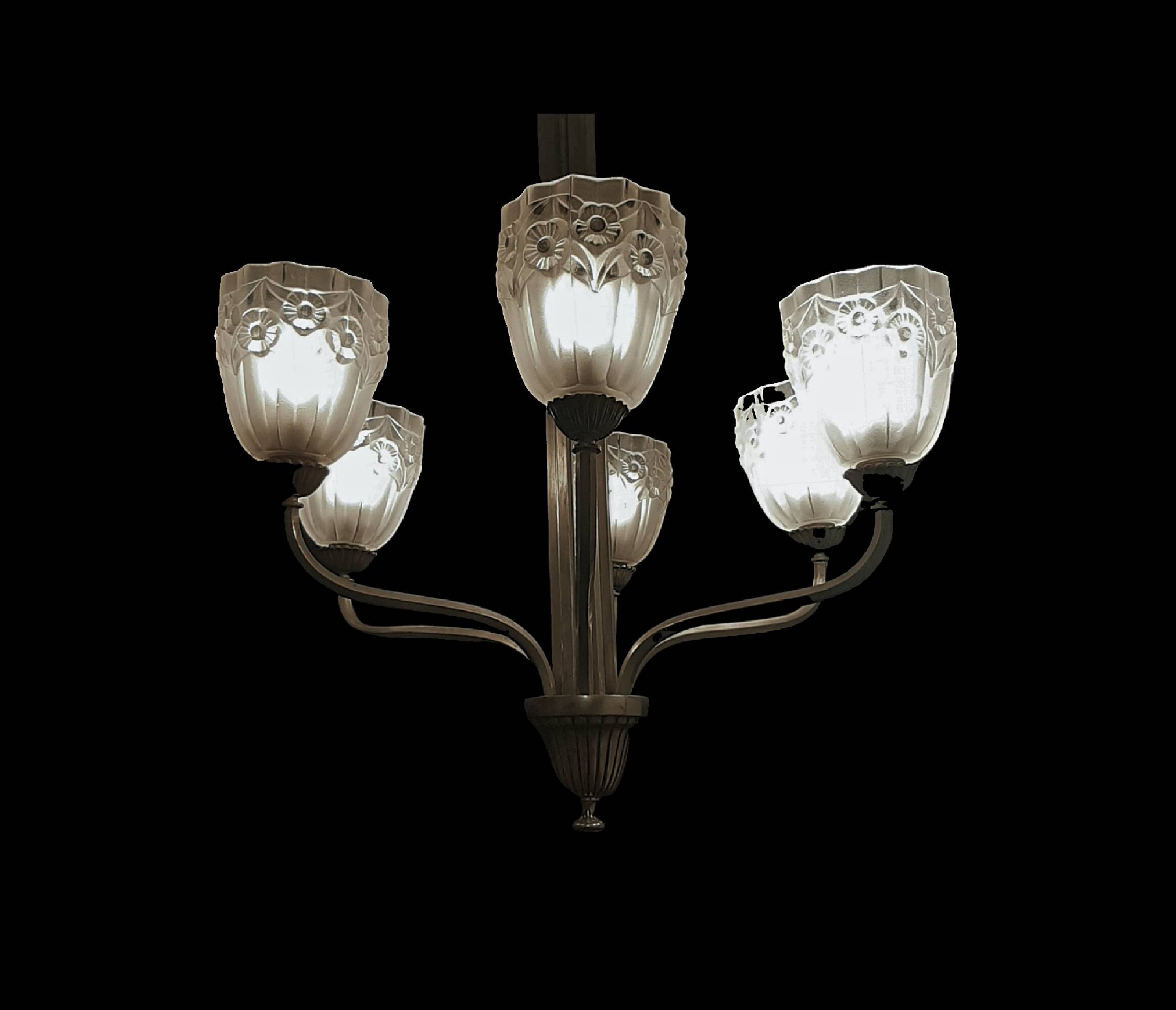 Art deco tulip chandelier by degue