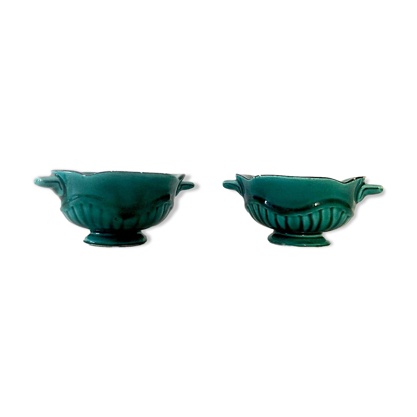 Pair of enamelled ceramic Vallauris cups