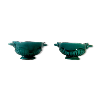 Pair of enamelled ceramic Vallauris cups