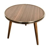 Guerdon small round coffee table brown tripode door plant