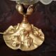 Art nouveau lamp in gilded bronze with glass tulip