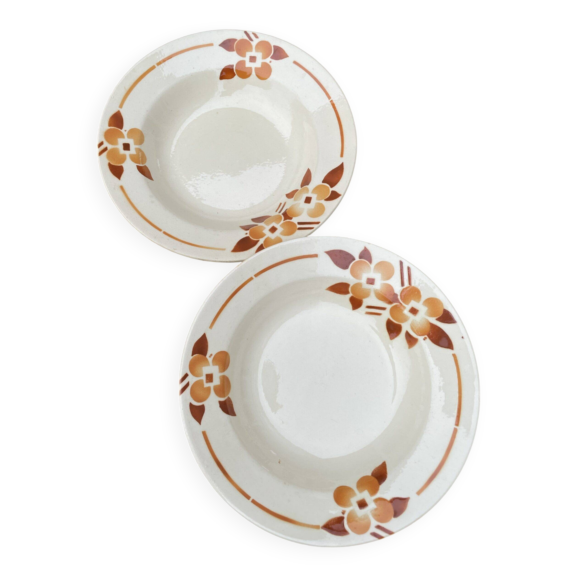 2 French earthenware plates