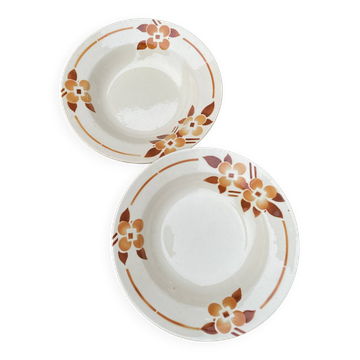 2 French earthenware plates