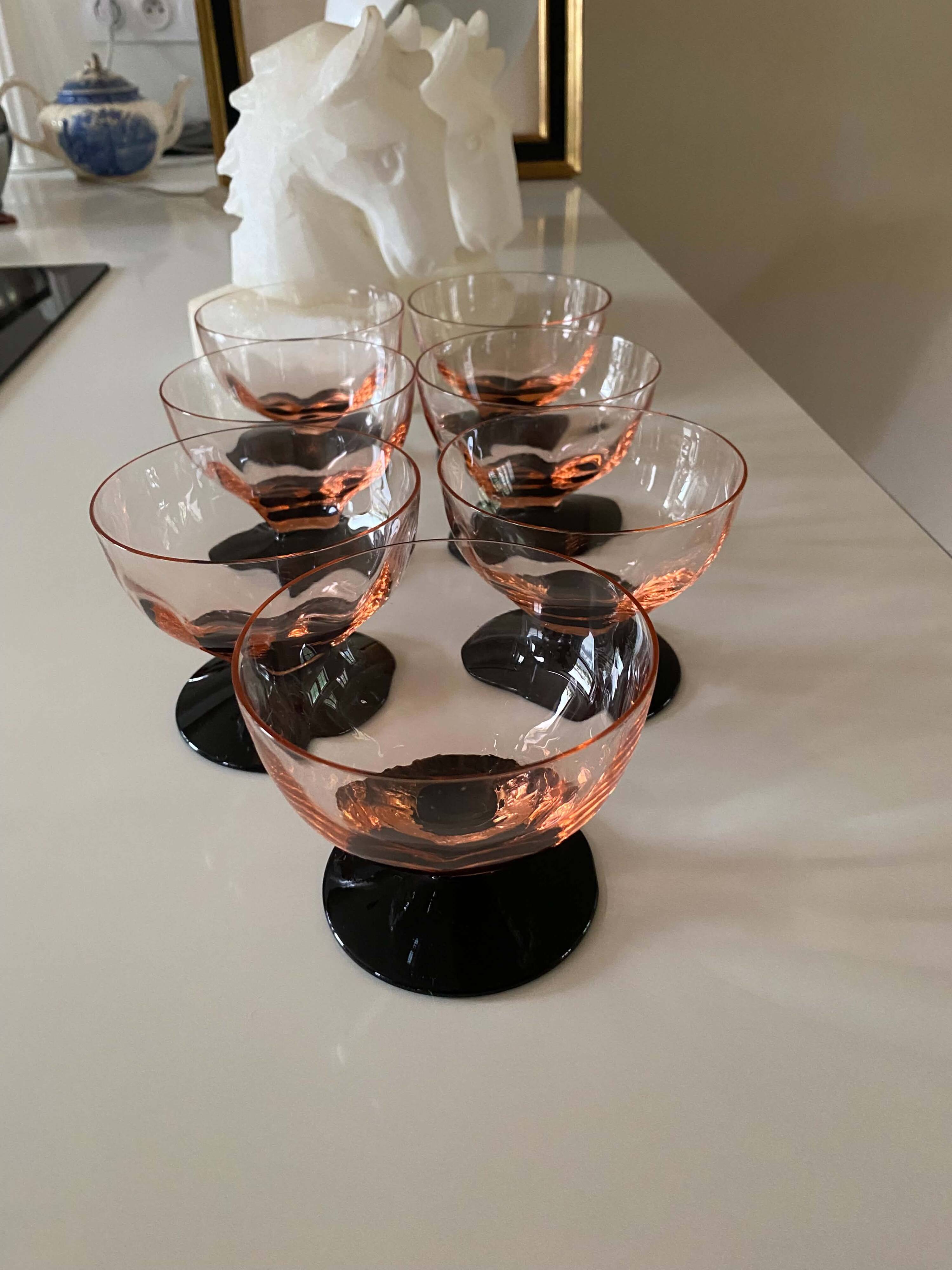 7 vintage Art Deco champagne or dessert coupes