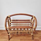 70s Rattan Magazine Rack - Vintage
