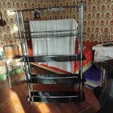 Bar set, tempered glass shelf and 2 stools