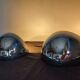 Pair of vintage chromed metal half-moon wall lamp